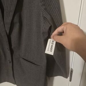 Old Navy Women's Charcoal Pinstripe Blazer , Gray XL Size